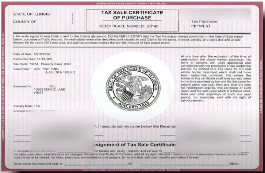 lien tax certificates