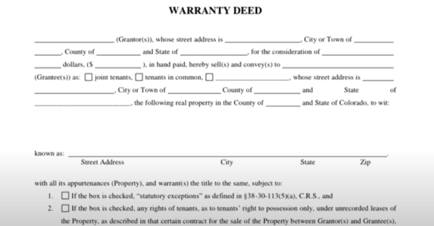 types of property deeds - warranty deed