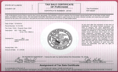 tax lien certificates pay high interest rates