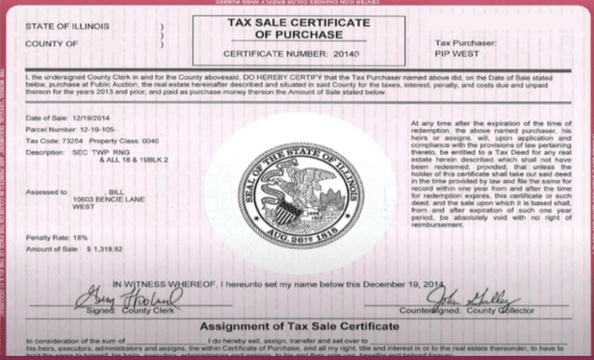 Illinois tax lien certificate