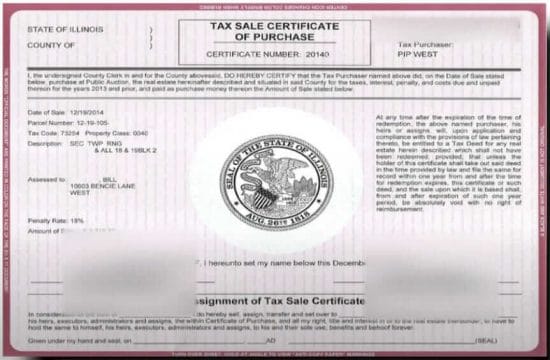 Illinois tax lien certificates boast high interest rates